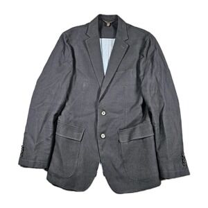 Banana Republic Mens 38R Navy Cotton Linen Sport Coat Patch Pockets 2 Button